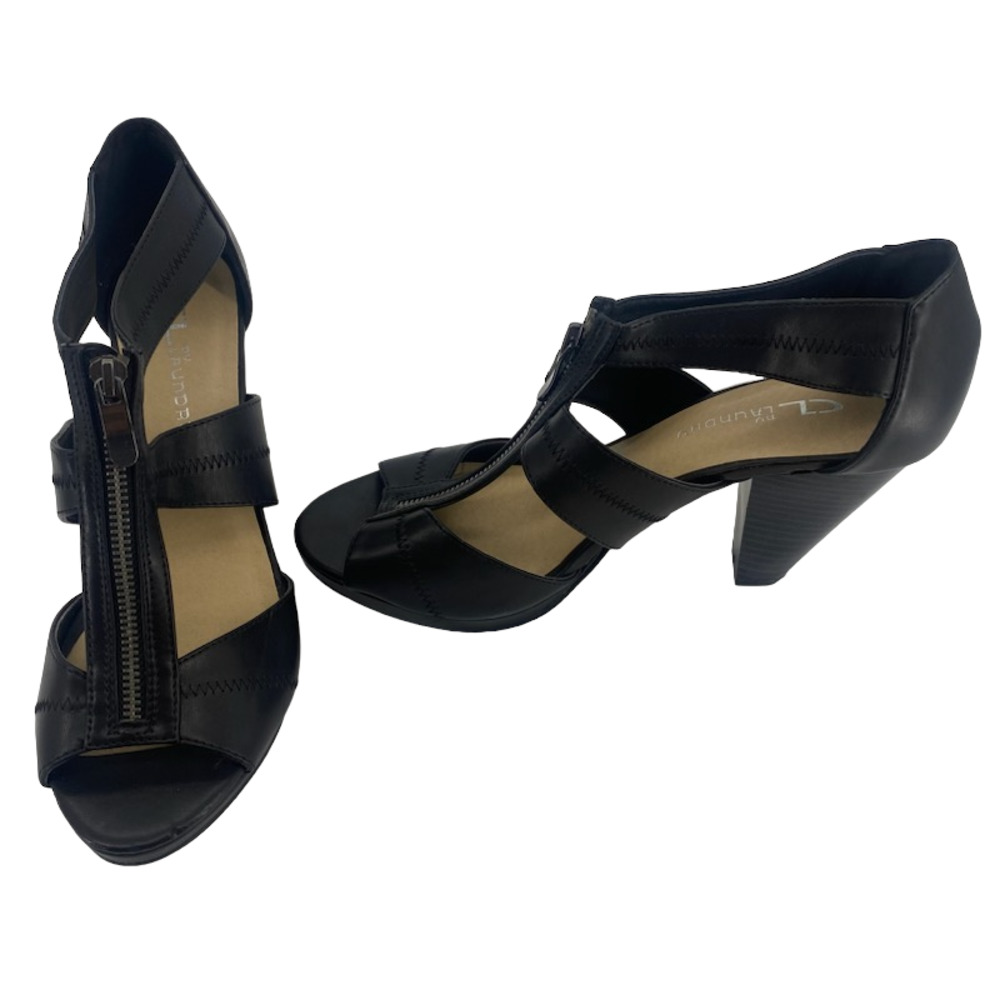 CL by Laundry Black Heeled Zippered Pumps Size 8.5